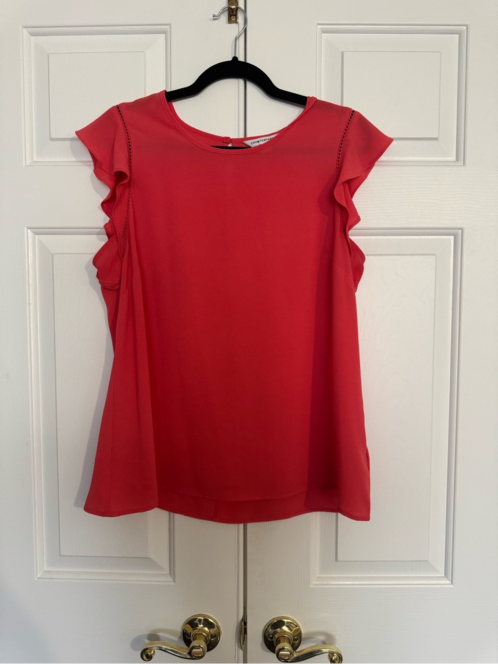 Counterparts Coral Ruffle Cap-Sleeve Blouse